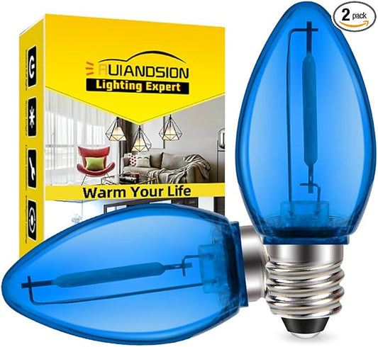Ruiandsion E12 LED Bulb 110V Blue Screw Base for Display Cabinet Photography Christmas Strings Chandeliers Night Lights Pack of 2
