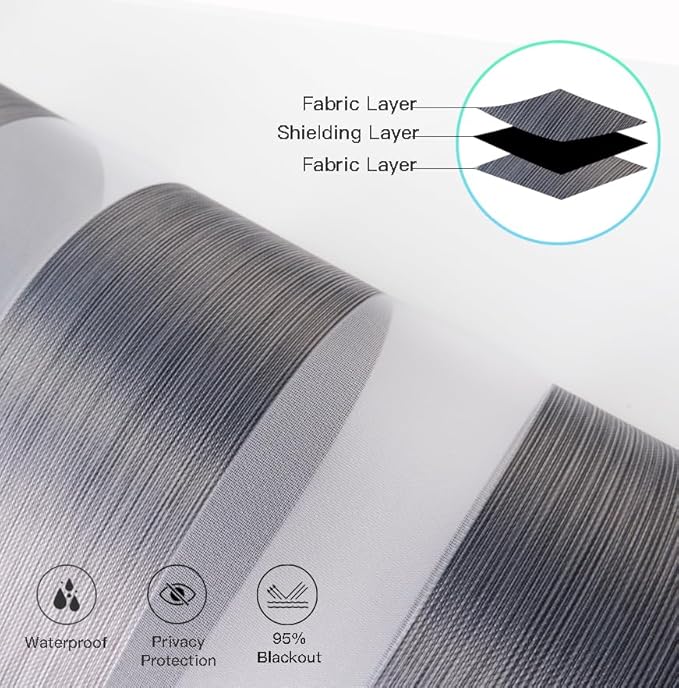 MING CHEN Motorized Blinds with Remote, Built-in Rechargeable Smart Automatic Window Blinds, Custom Size Electric Zebra Blinds Compatible with Alexa Google (90% Blackout Fine Lines Dark Grey)