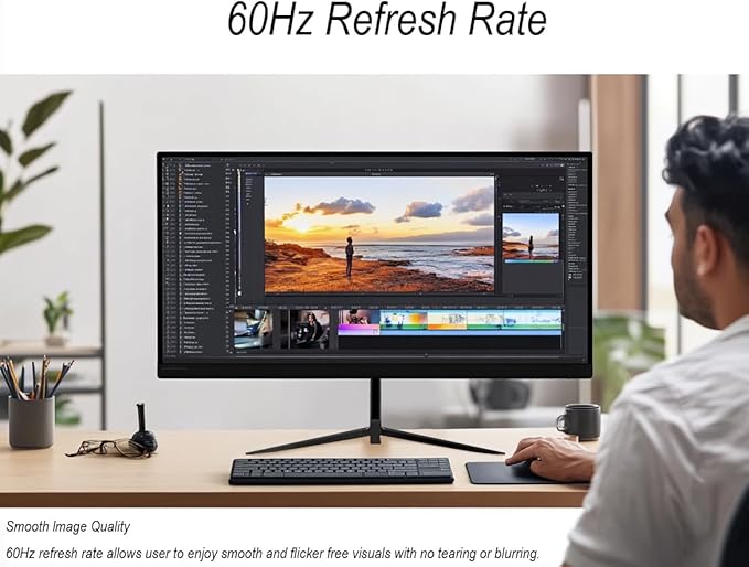 Real HD 32 Inch FHD 1080P CCTV Security Monitor, Thin LED Screen Computer Monitor, 60Hz Refresh Rate with HDMI VGA BNC and Audio, Compatible with 4K, for Surveillance NVR/DVR System