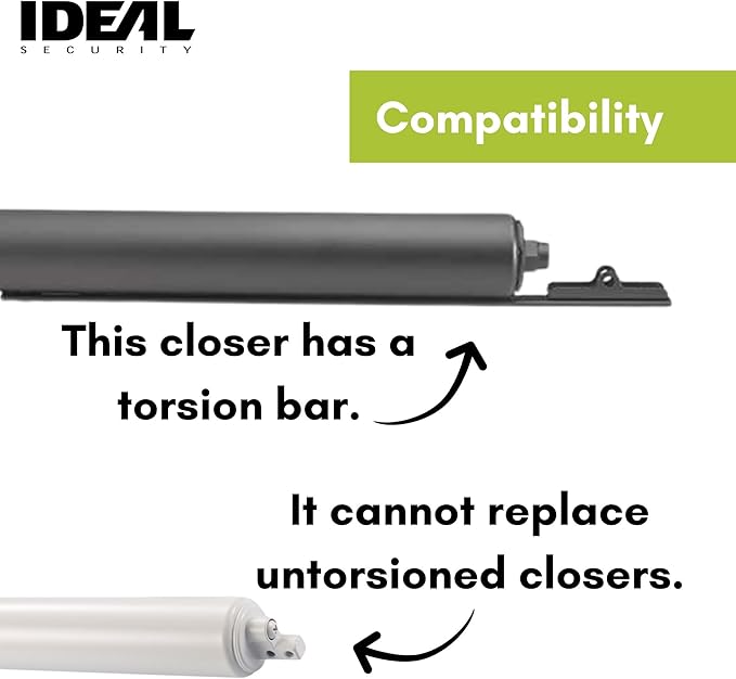 Ideal Security Heavy Screen and Storm Door Closer with Torsion Bar, Matte Black, 13.25" L x 1.5" W x 1.5 "H