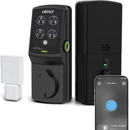 Lockly Secure Pro Smart Deadbolt Lock — Fingerprint Keyless Entry, PIN Genie® Patented Keypad, up to 99 Fingerprints, up to 33 Access Codes, Wi-Fi Hub Included, ANSI Grade 1, Alexa & Google Compatible