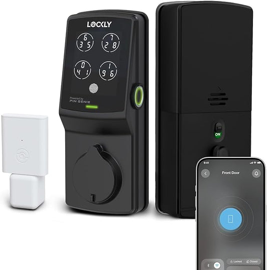 Lockly Secure Pro Smart Deadbolt Lock — Fingerprint Keyless Entry, PIN Genie® Patented Keypad, up to 99 Fingerprints, up to 33 Access Codes, Wi-Fi Hub Included, ANSI Grade 1, Alexa & Google Compatible