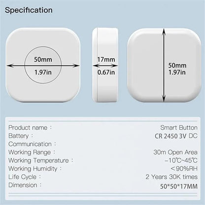 3X Tuya Zigbee Button Smart Scene Switch Intelligent Linkage Wireless Switch Automation Work with Smart Life