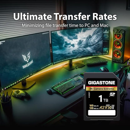 【5-Years Data Recovery】 GIGASTONE 1TB SD Card, 4K Camera Extreme, A2 V30 U3 C10 SDXC Memory Card High Speed, Compatible with Canon Kodak Olympus Digital Camera