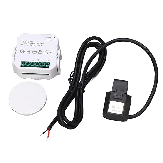 Fafeicy Smart WiFi Electricity Meter with Clamp, 80A Power Consumption Monitor, Remote Control, Overload Protection, Energy Management, Black