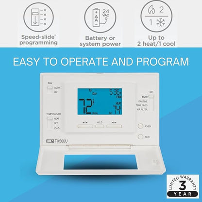 TX500U 5/2-Day Programmable Universal 2-Heat/1-Cool Thermostat