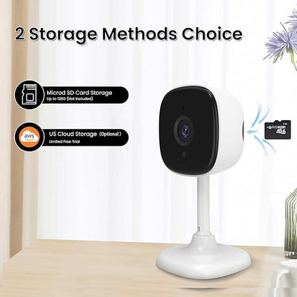 AMOROM 1080P Indoor Wired Security Camera - Works as a Baby Monitor & Pet Camera, Motion Detection, 2-Way Audio, Siren, Night Vision, Subscription-Free Local SD Card or Cloud Storage, 2.4GHz