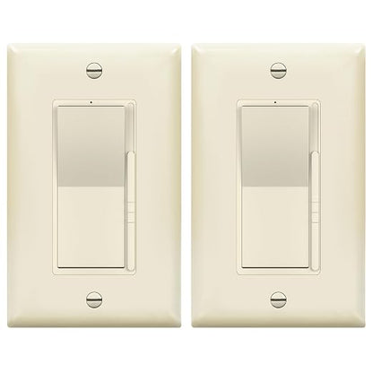 TOPGREENER 300W LED Dimmer Switch, Single Pole or 3-Way, Light Almond, 2P
