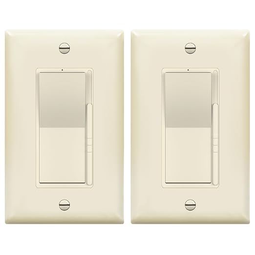TOPGREENER 300W LED Dimmer Switch, Single Pole or 3-Way, Light Almond, 2P