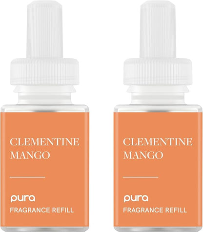 Pura Malodor Scent Refill - Smart Home Air Diffuser - Long-Lasting Premium Fragrance per Refill - Clean Diffuser Fragrance - Air Deodorizer & Odor Eliminator - 2 Pack, Clementine Mango