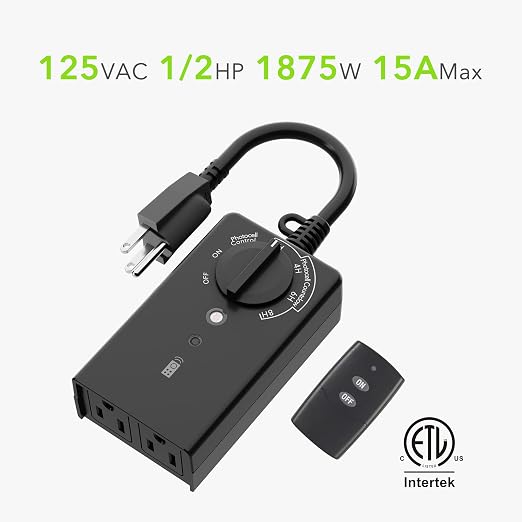 BN-LINK Outdoor Timer Outlet, Dusk+Countdown, 2 Grounded Outlets