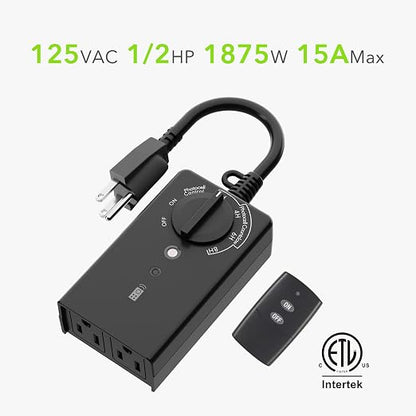 BN-LINK Outdoor Timer Outlet, Dusk+Countdown, 2 Grounded Outlets