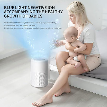 HomeBeyond HEPA Air Purifier for Bedroom with Aromatherapy Sink, 3-in-1 Filter for Pet Hair, Dust, Smoke, Portable Desk Filter for Small Room Up to 215 Ft², 360° intake Air & USB Cable, White