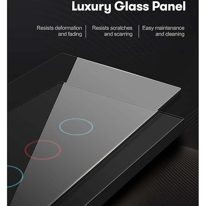 2.4GHz WiFi Smart Wall Touch Light Switch (Glass Panel, Alexa Multi-Control Compatible, Compatible with Multiple Platforms) (Wall Switch 1 Gang)
