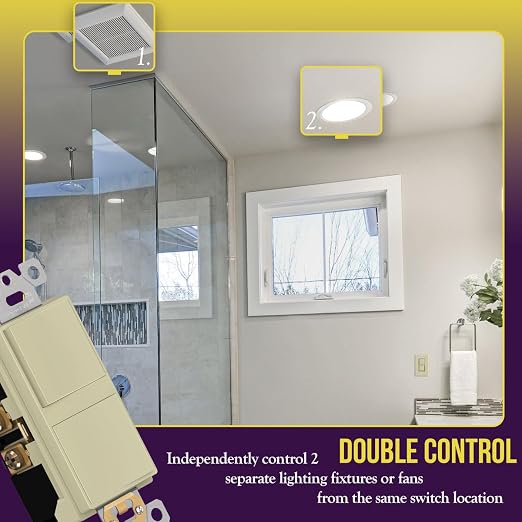 ENERLITES Ivory Double Paddle Decorator Single Pole Switch, 15A, 1 Pack