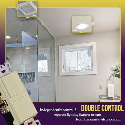 ENERLITES Ivory Double Paddle Decorator Single Pole Switch, 15A, 1 Pack