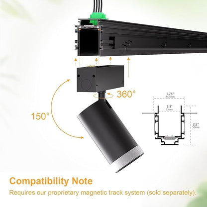 2-Pack Adjustable Focus Spotlight, 18W Magnetic Track Light Head | 24V LED Lamp, Rotatable Spotlight, Control via App, Remote Voice, Dimmable CCT 2700K-6000K, ETL Certified Beam Angle 20°-45°