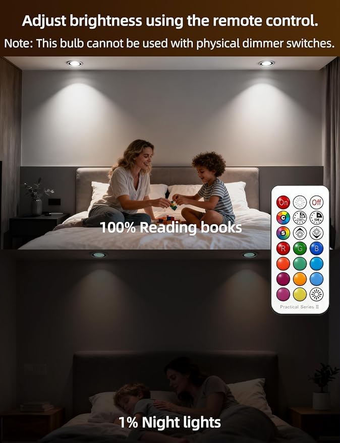 ILC Par16 LED Light Bulbs 40 Watt Equivalent Color Changing E26 Screw 45°, 12 Colors Dimmable Daylight White 5000K RGB LED Spot Light Bulb with 5W Remote Control,(Pack of 4)