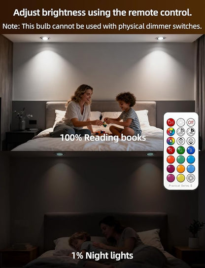 ILC Par16 LED Light Bulbs 40 Watt Equivalent Color Changing E26 Screw 45°, 12 Colors Dimmable Daylight White 5000K RGB LED Spot Light Bulb with 5W Remote Control,(Pack of 4)