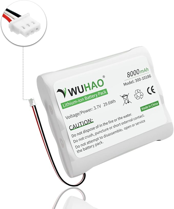 WUHAO 2 Pack for ADT Replacement Battery 300-10186 Upgraded 8000mAh for ADT Command Smart Security Panel 3.7V