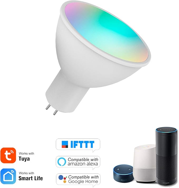 Smart Bulb RGB W C LED Bulb 5W GU5 3 Dimmable Light Phone APP Remote Control Compatible with Alexa Home Tmall Elf for Voice Control 1PCS