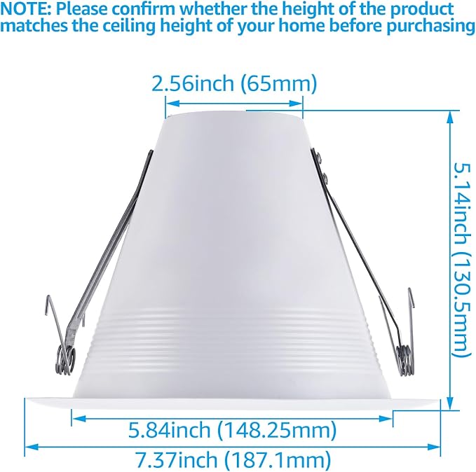 TORCHSTAR 6 Inch Recessed Can Light Trim, Air Tight Baffle Trim, IC-Rated Anti-Glare for 6 Inch Can, Self-Flanged Recessed Light Trim, White, Pack of 6