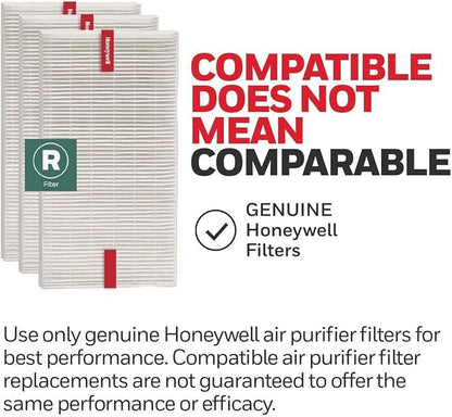 Honeywell HEPA Air Purifier Filter R, 6-Pack for HPA 100/200/300, 3000 and 5000 Series - Airborne Allergen Air Filter Replacement Targets Wildfire/Smoke, Pollen, Pet Dander, and Dust