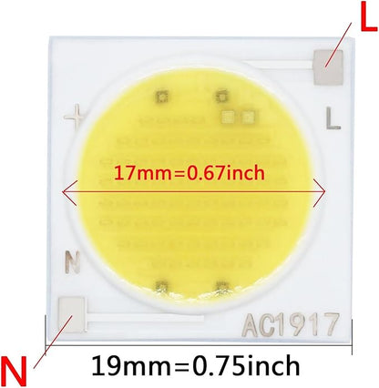 5pcs Ceramics Base LED COB Chip Bulb 12W 15W 20W 30W Power AC220V 19 * 19mm Smart IC Diode for FloodLight Spotlight Downlight DIY(Warm White 3000K,15W AC220V)