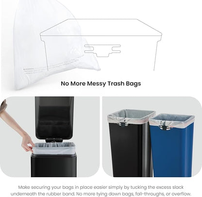 Home Zone Living 13 Gallon Slim Dual Compartment Kitchen Trash Can, Soft-Close Lid and Step Pedal, Stainless Steel, Matte Black