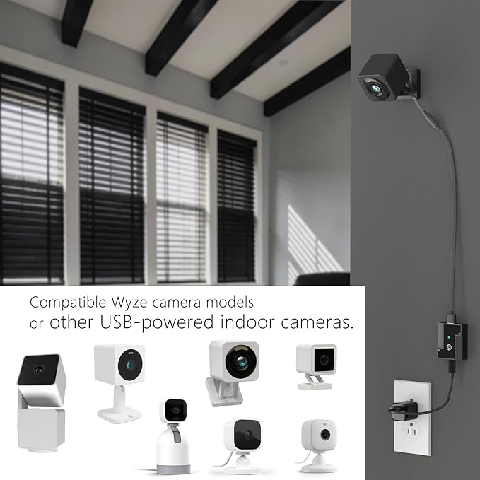 Automatic Privacy Switch for Wyze Camera Wyze cam v4 v3 og Indoor Security Camera, USB On Off, Auto Off at Home/On Away, No Need Manual Switching (Black)