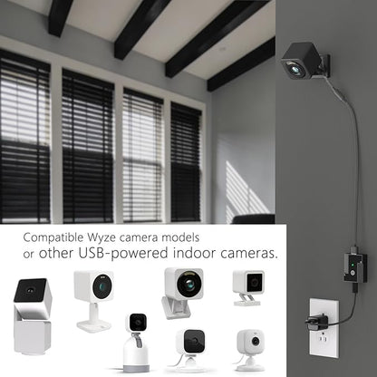 Automatic Privacy Switch for Wyze Camera Wyze cam v4 v3 og Indoor Security Camera, USB On Off, Auto Off at Home/On Away, No Need Manual Switching (Black)