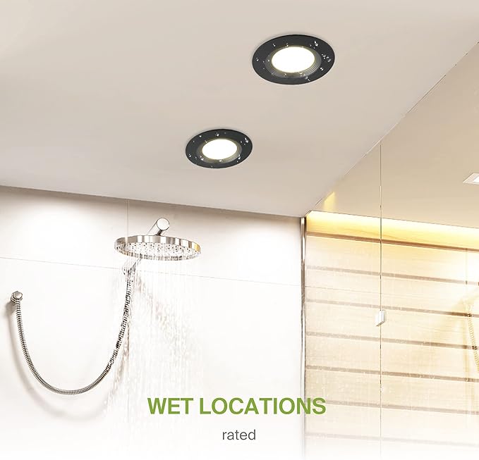 ASD Black Retrofit LED Recessed Lighting 6 Inch - 12W 2700K-5000K 1009LM Can Lights for Ceiling 6 Inch, Dimmable Black Recessed Lights, Baffle Trim Wet Rated Wafer Lights, UL