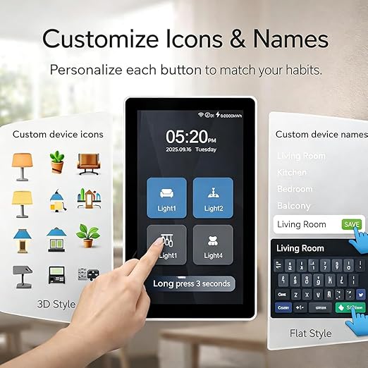 LANBON L10 Large LCD Smart Light Switch, Custom Display & Icons, 6-in-1 1/2/3/4 Gang & Curtain, 2.4GHz WiFi, Compatible with Alexa & Google Home, Motion Wake Screen, No Dimmer, Neutral Wire Required