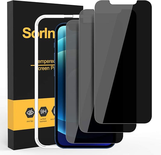 3-Pack Privacy Screen Protector for iPhone 12/12 Pro Privacy Screen Protector, Anti Spy Tempered Glass Film, 9H Hardness, Sensitive Touch, Bubble-Free, with Easy Installation Tray