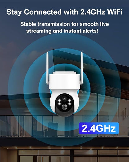 2K Wireless Solar Security Camera Outdoor with Floodlight, 4MP WiFi PTZ Camera for Home Surveillance, Motion Detection, 98FT Night Vision, 5W Solar Panel &Rechargeable battery, Waterproof, 2-Way Audio