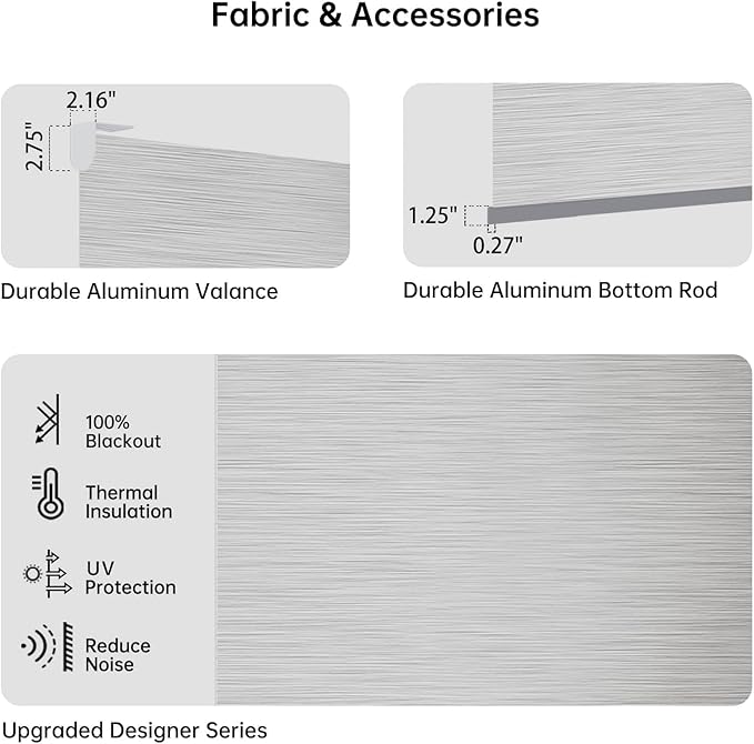 Motorized Coupled Shades, Blackout Smart Blinds for Large Windows Automatic Blinds Compatible with Alexa, Motorized Roller Shades Customized for Bedroom Home Office(Blackout-Foggy Gray)