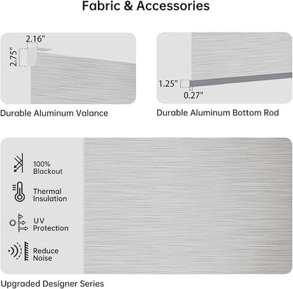 Motorized Coupled Shades, Blackout Smart Blinds for Large Windows Automatic Blinds Compatible with Alexa, Motorized Roller Shades Customized for Bedroom Home Office(Blackout-Foggy Gray)