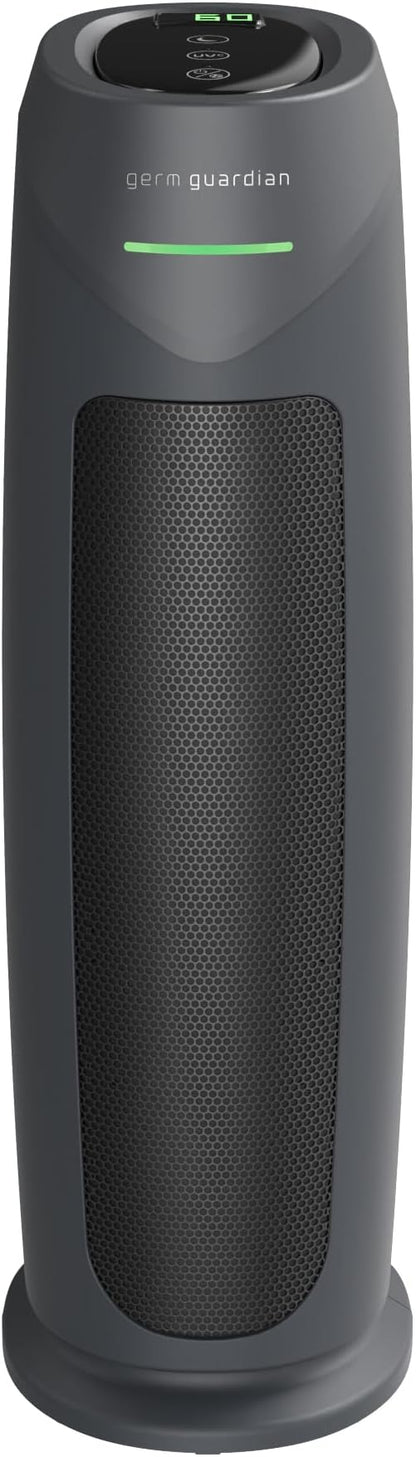 GermGuardian HEPA Air Purifier for Home, Large Rooms Up To 743 Sq. Ft. with HEPA PURE Air Filter, Air Quality Monitor & UV-C Light, AC4880G, 22" Tower, Graphite