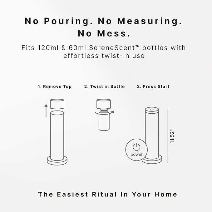 Homedics SereneScent Waterless Diffuser, Cold Air Scent Machine for Home | Diffuser for Large Rooms, App-Controlled Fragrance Diffuser with Timer and Ambient Lights, Beige