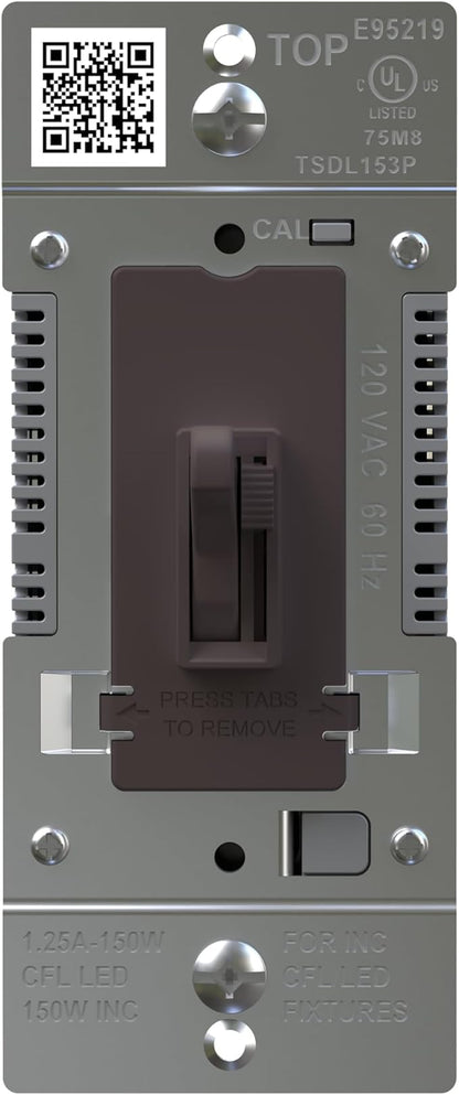 Legrand LED Toggle Dimmer Switch, Dimmable Light Switch, Flicker-Free LED Dimmer Control, 150W, Brown