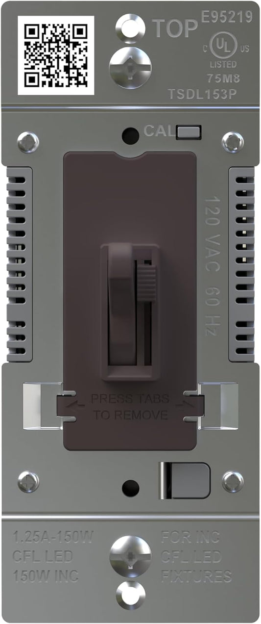 Legrand LED Toggle Dimmer Switch, Dimmable Light Switch, Flicker-Free LED Dimmer Control, 150W, Brown