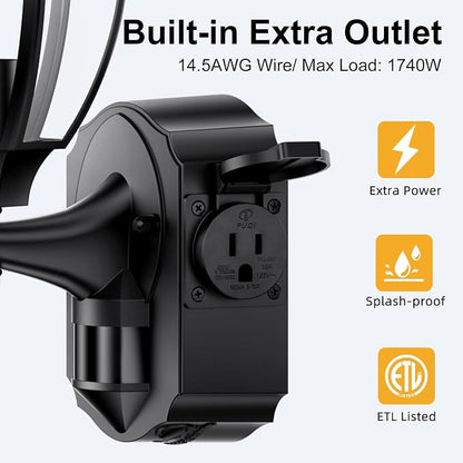 Porch Lights with Outlet, Motion Sensor Outdoor Lights