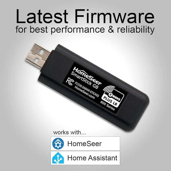 HomeSeer Z-Wave USB Interface/Radio/Dongle (SmartStick G8), 800 Series Mesh & Long Range Z-Wave Technology, Compatible with HomeSeer, Home Assistant, OpenHAB