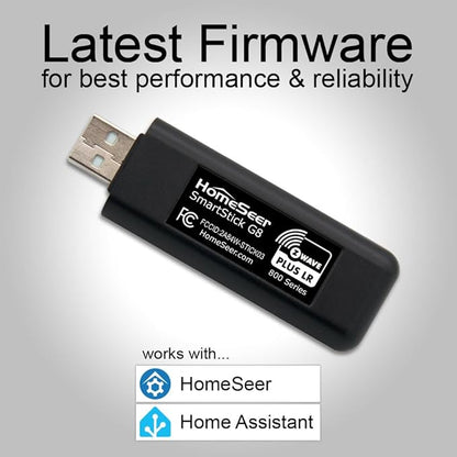 HomeSeer Z-Wave USB Interface/Radio/Dongle (SmartStick G8), 800 Series Mesh & Long Range Z-Wave Technology, Compatible with HomeSeer, Home Assistant, OpenHAB
