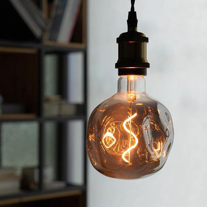 G40 LED Edison Bulb, Smoke Gray Hand-Blown Hard Glass, 4W (25W Incandescent Equivalent), 110-130V, E26, 2000K Warm Yellow Light, 200LM, Dimmable, for Indoor Decorative Lighting