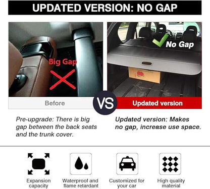 Powerty Retractable Cargo Cover for Cadillac XT5 2017-2019, Canvas Texture Trunk Cover Privacy Screen Rear Security Shade for XT5 Accessories (with Extented Cover)