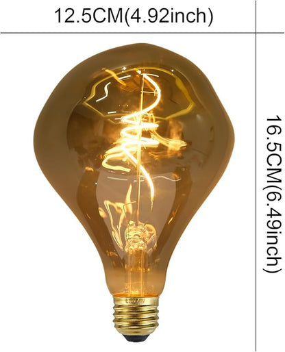 G40 LED Edison Bulb, Smoke Gray Hand-Blown Hard Glass, 4W (25W Incandescent Equivalent), 110-130V, E26, 2000K Warm Yellow Light, 200LM, Dimmable, for Indoor Decorative Lighting (Alien)