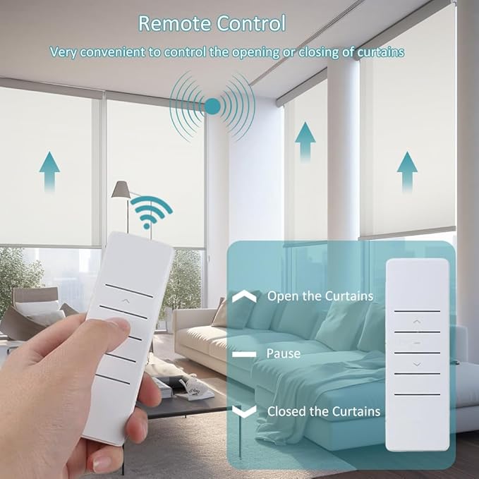 Tuya WiFi Smart Roller Shade Motor DC12V, High Torque Electric Blind Motor, Compatible with Alexa/Google Home, Retrofit Motorized Roller Blinds Kit (10 N.m for Φ40mm (1.57") Octagonal Tube)