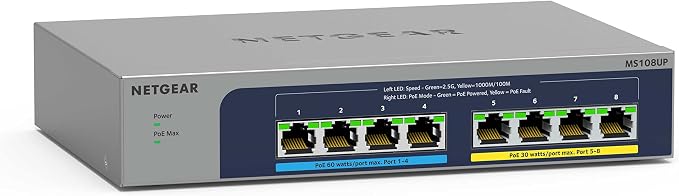NETGEAR 8-Port PoE Multi-Gigabit Ethernet Unmanaged Network Switch (MS108UP)