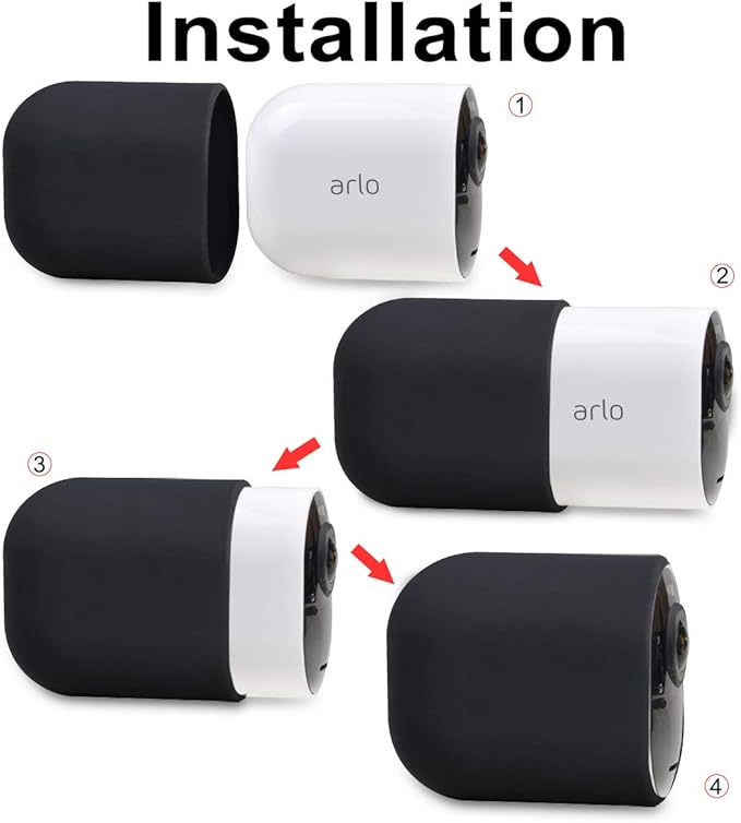 Silicone Case Cover for Arlo Camera, Weatherproof Protective Skin Cover for Arlo Ultra/Ultra 2/Pro 4/Pro 3 Black, 4 Pack